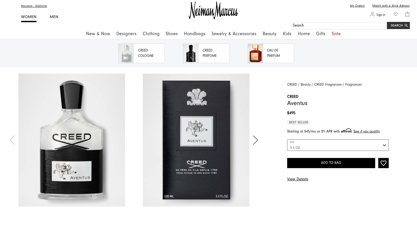 CREED Aventus - GRADE: 9.05 - FOR HIM - 3.3 oz / 100 ml